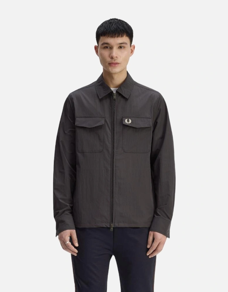 Zip Through Overshirt - Anchor Grey