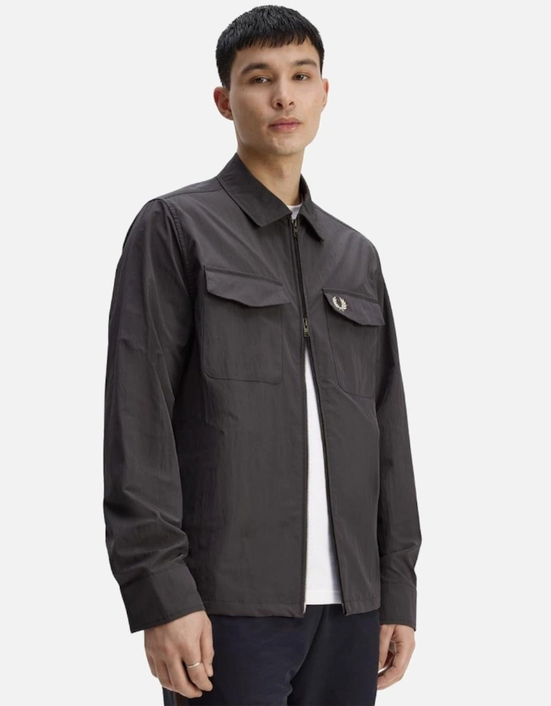 Zip Through Overshirt - Anchor Grey