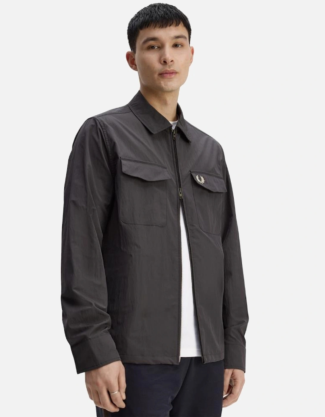 Zip Through Overshirt - Anchor Grey
