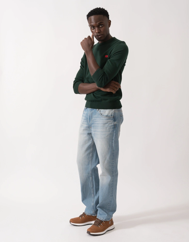 HUGO San Cassius Mens Crew Neck Sweater - Open Green 385