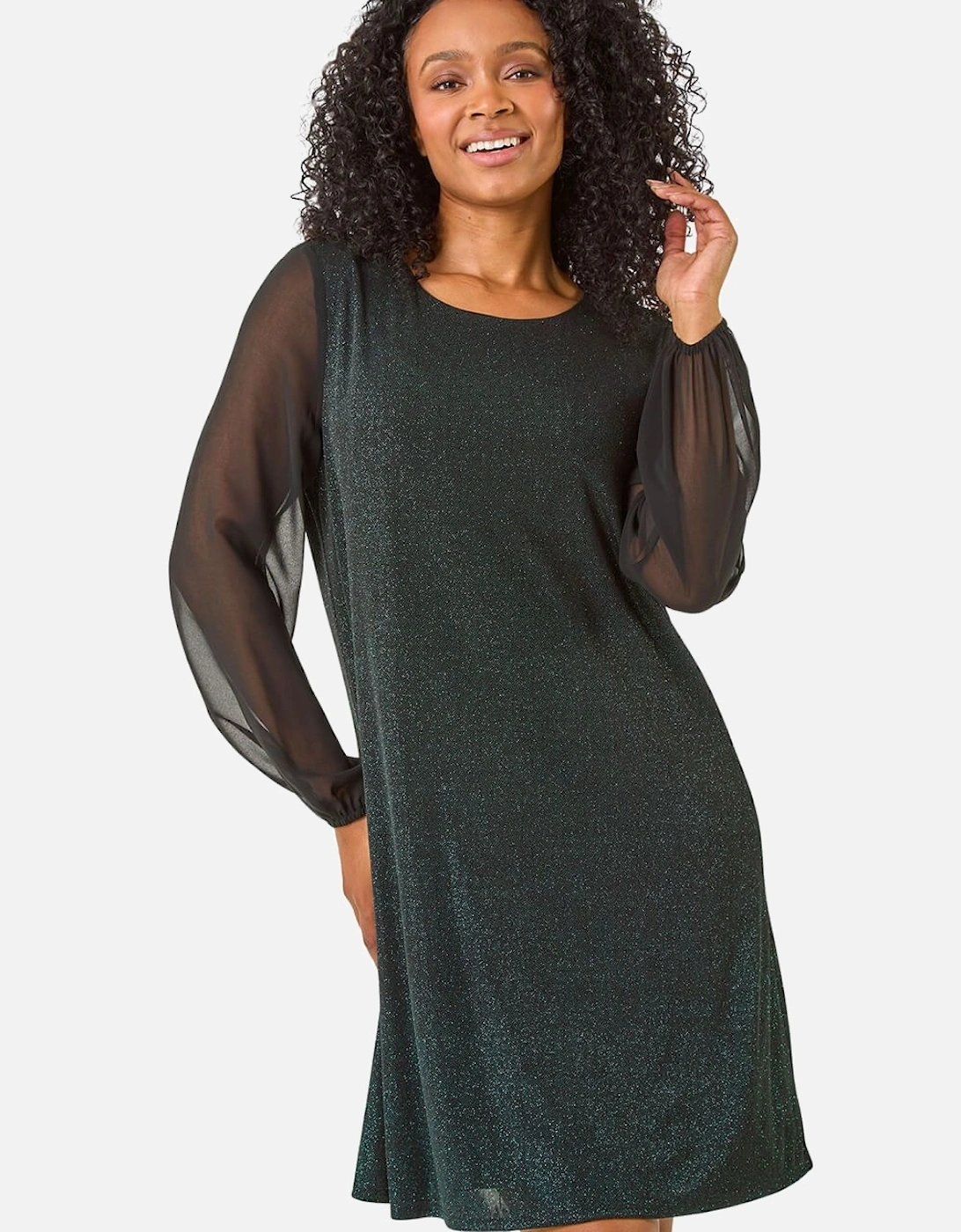 Petite Chiffon Sleeve Sparkle Dress, 2 of 1