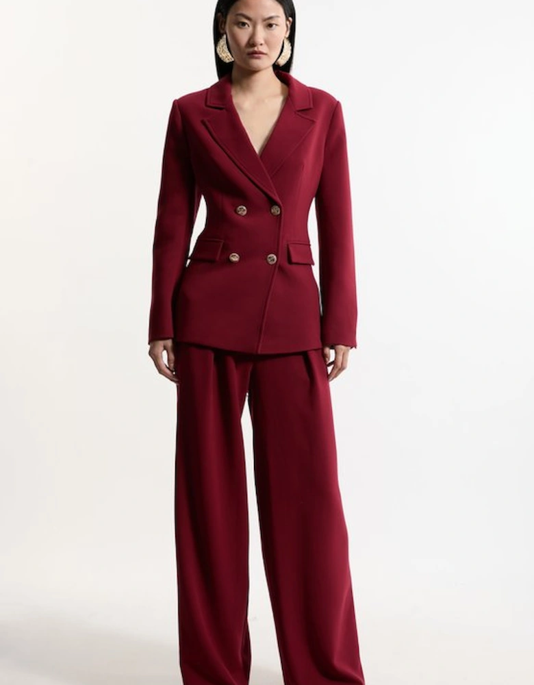 Compact Stretch Essential Tailored High Waist Wide Leg Trouser