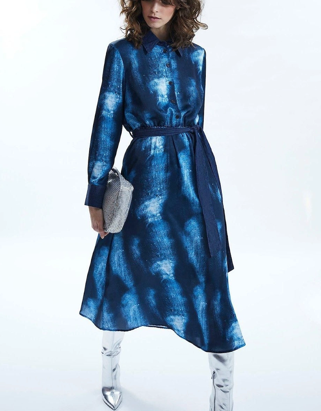 Denim Print Midi Dress, 2 of 1