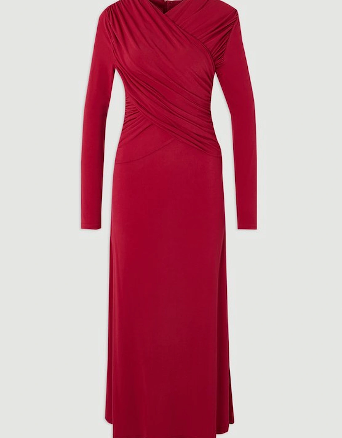 Ruched Jersey Crepe Maxi Dress