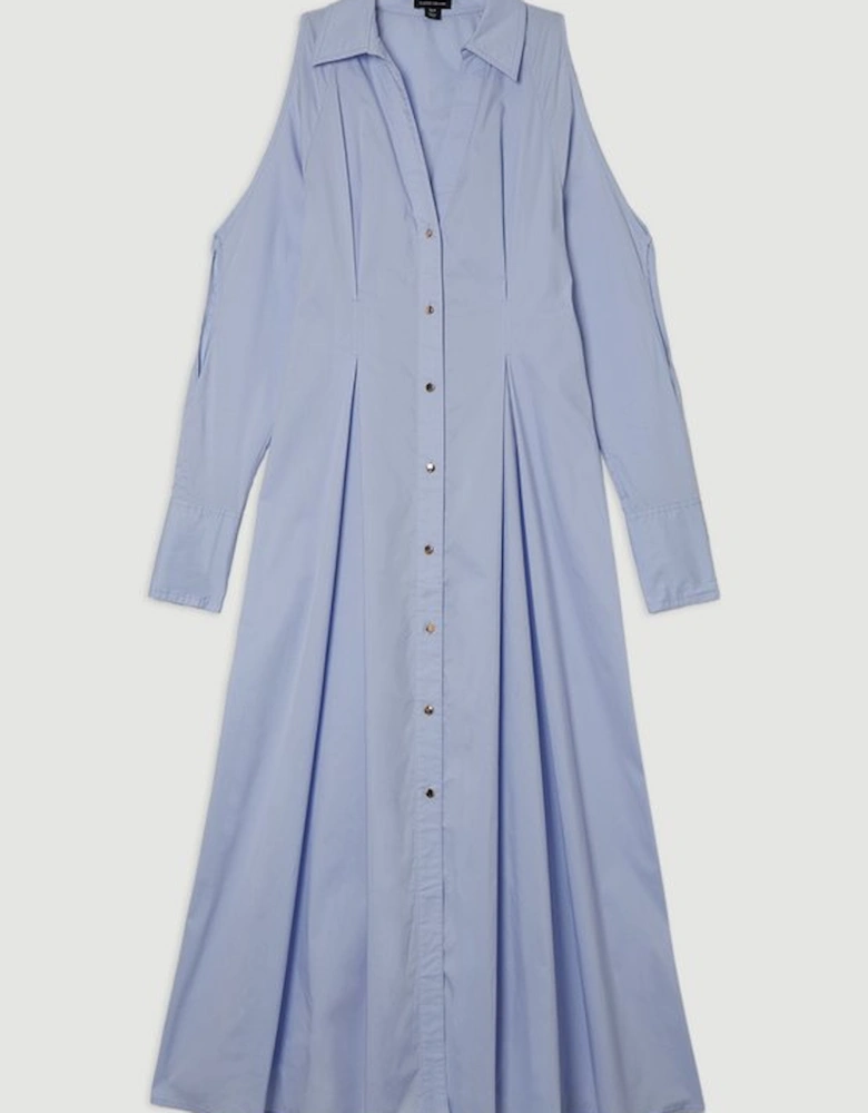 Cotton Poplin Woven Maxi Shirt Dress