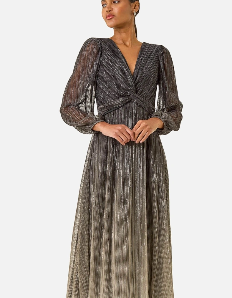 Ombre Plisse Twist Front Midi Dress