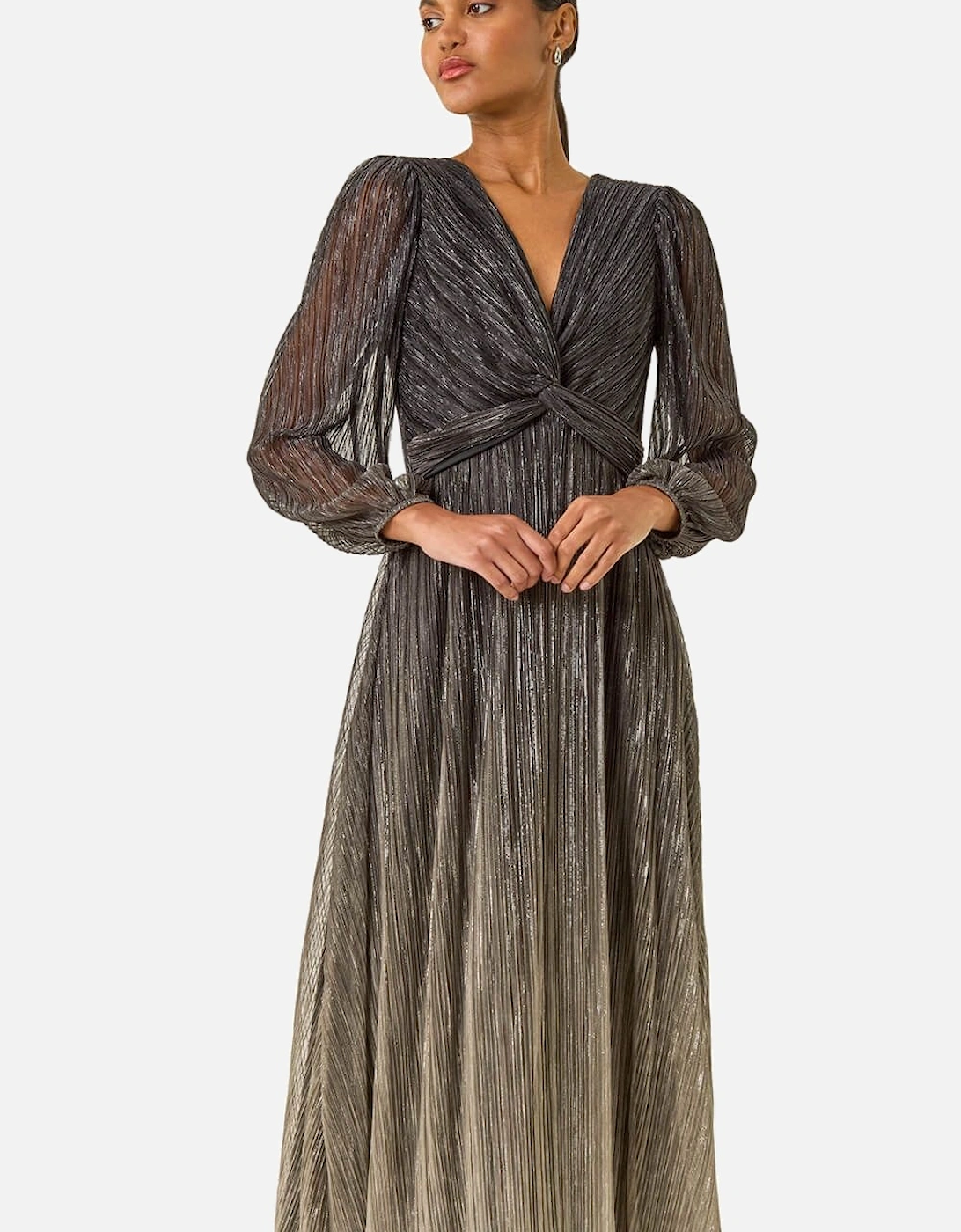 Ombre Plisse Twist Front Midi Dress, 2 of 1