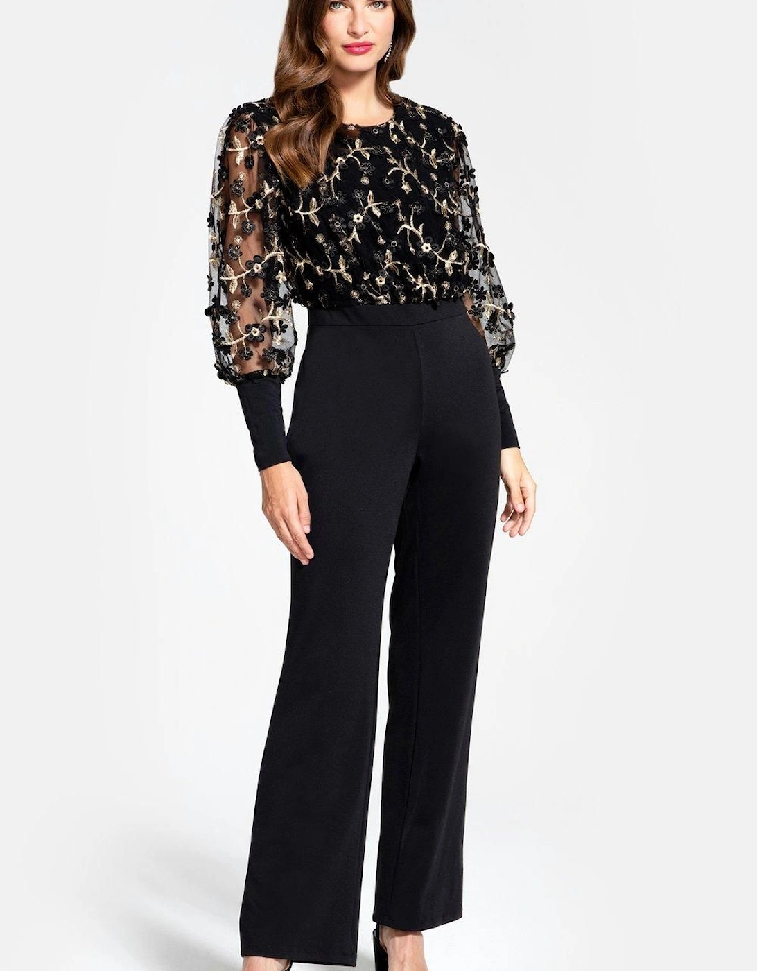 Ponte Jumpsuit with Blouson Sleeves, 2 of 1