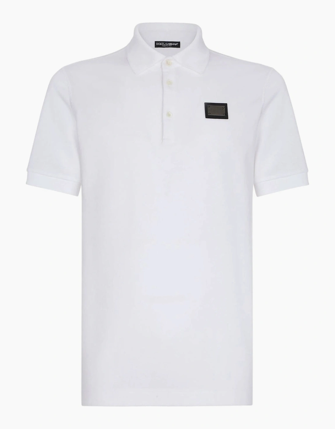 Dolce & Gabbana Men's Dolce & Gabbana Logo Polo Plaque Shirt White