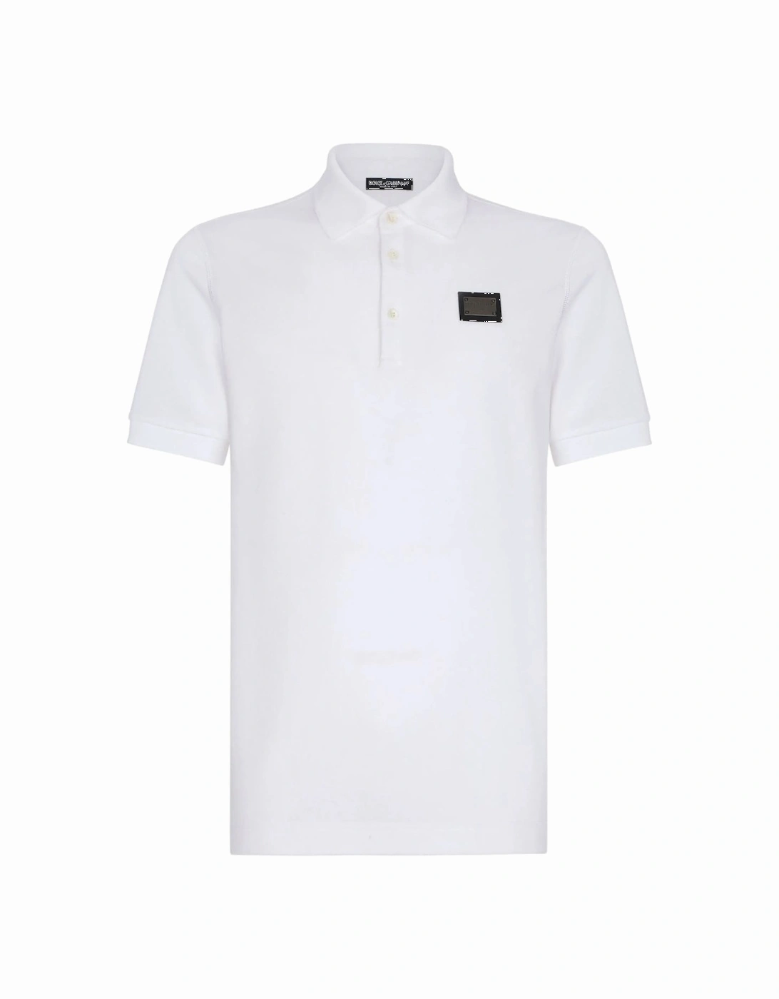 Logo Plaque Pique Polo Shirt White, 6 of 5