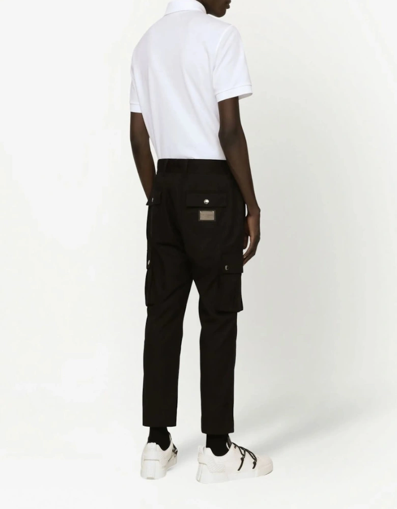 Logo Plaque Pique Polo Shirt White