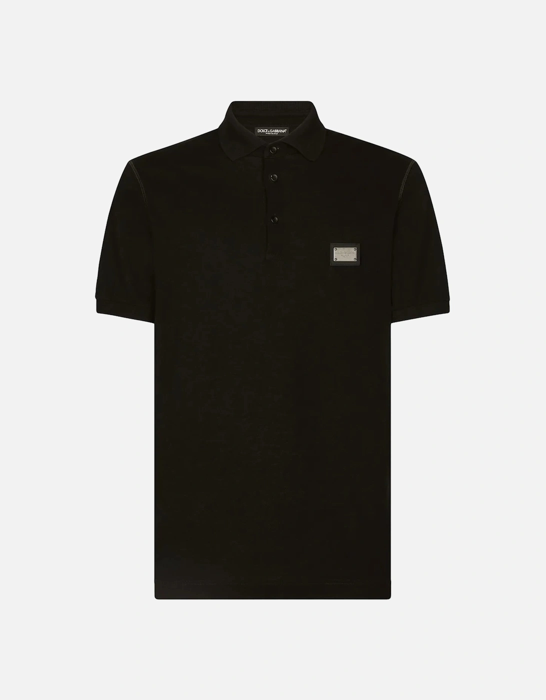 Logo Plaque Pique Polo Shirt Black, 6 of 5