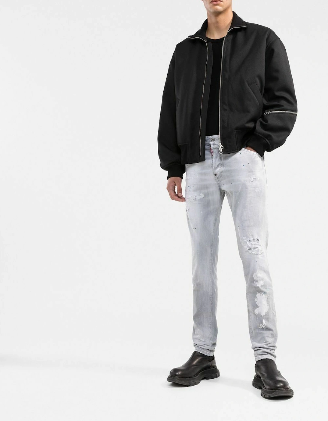 Cool Guy Paint Slim Jeans Grey