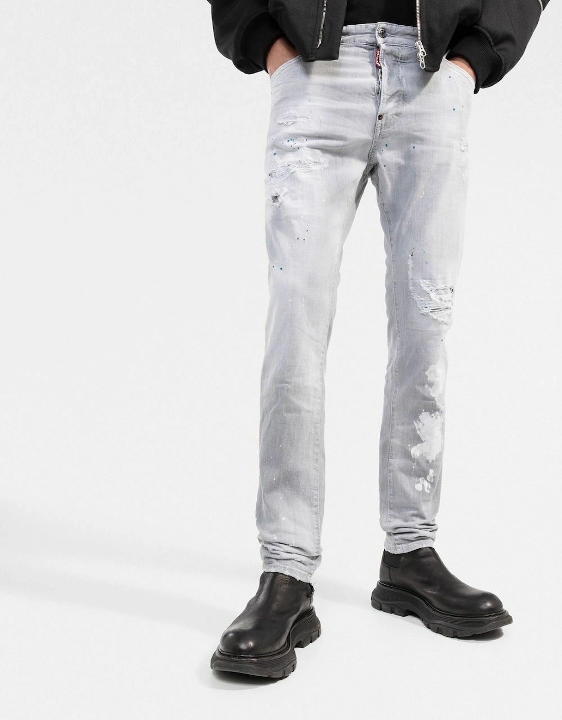 Cool Guy Paint Slim Jeans Grey