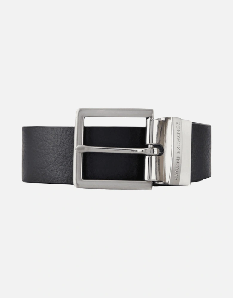 Metal Buckle Black Leather Belt