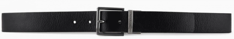 Metal Buckle Black Leather Belt