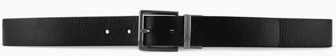 Metal Buckle Black Leather Belt