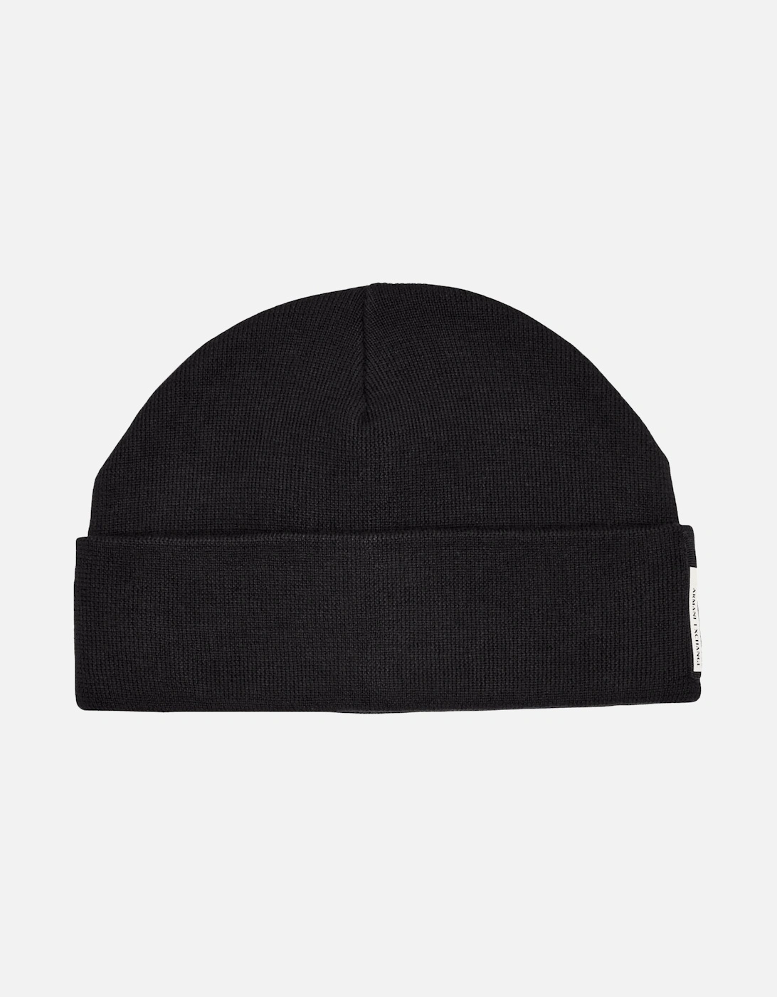 Embroidered Tab Logo Black Beanie Hat, 3 of 2