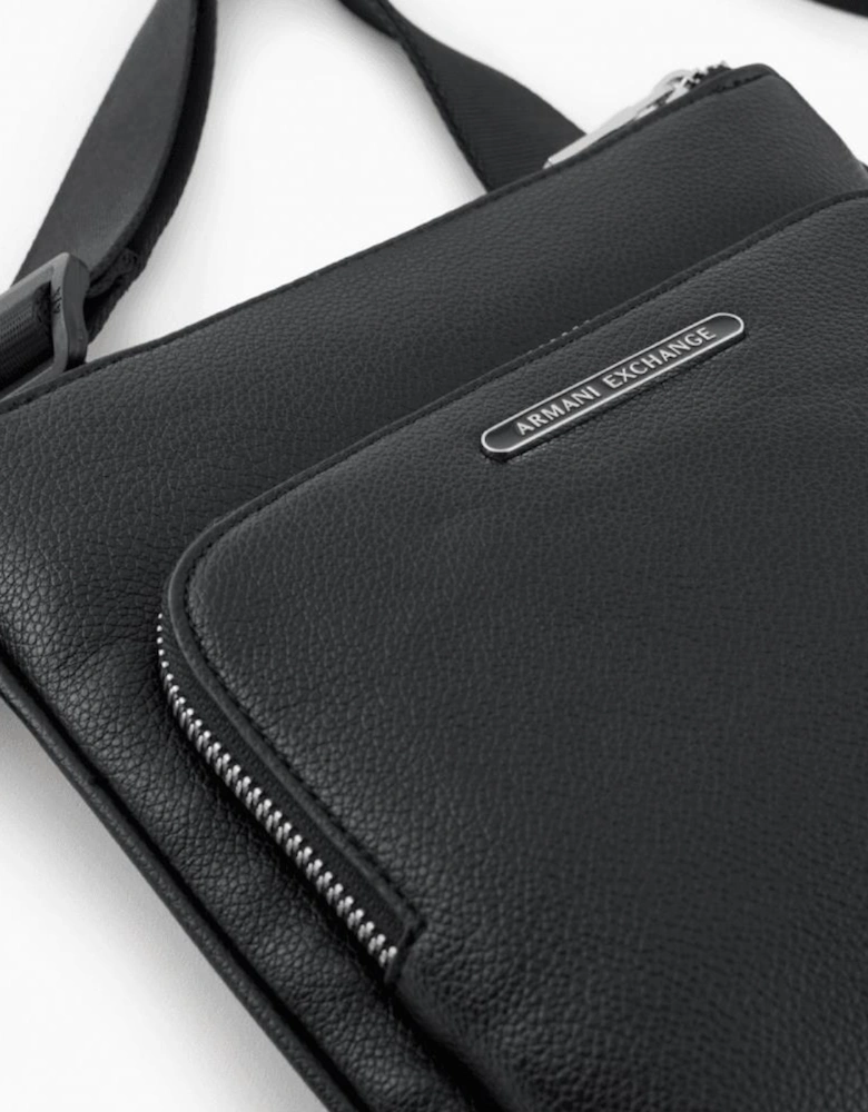 Metal Logo Black Shoulder Bag
