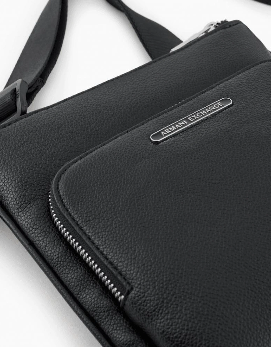 Metal Logo Black Shoulder Bag