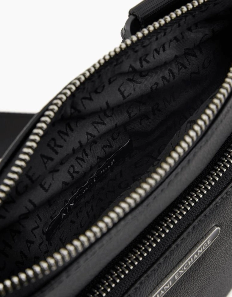 Metal Logo Black Shoulder Bag