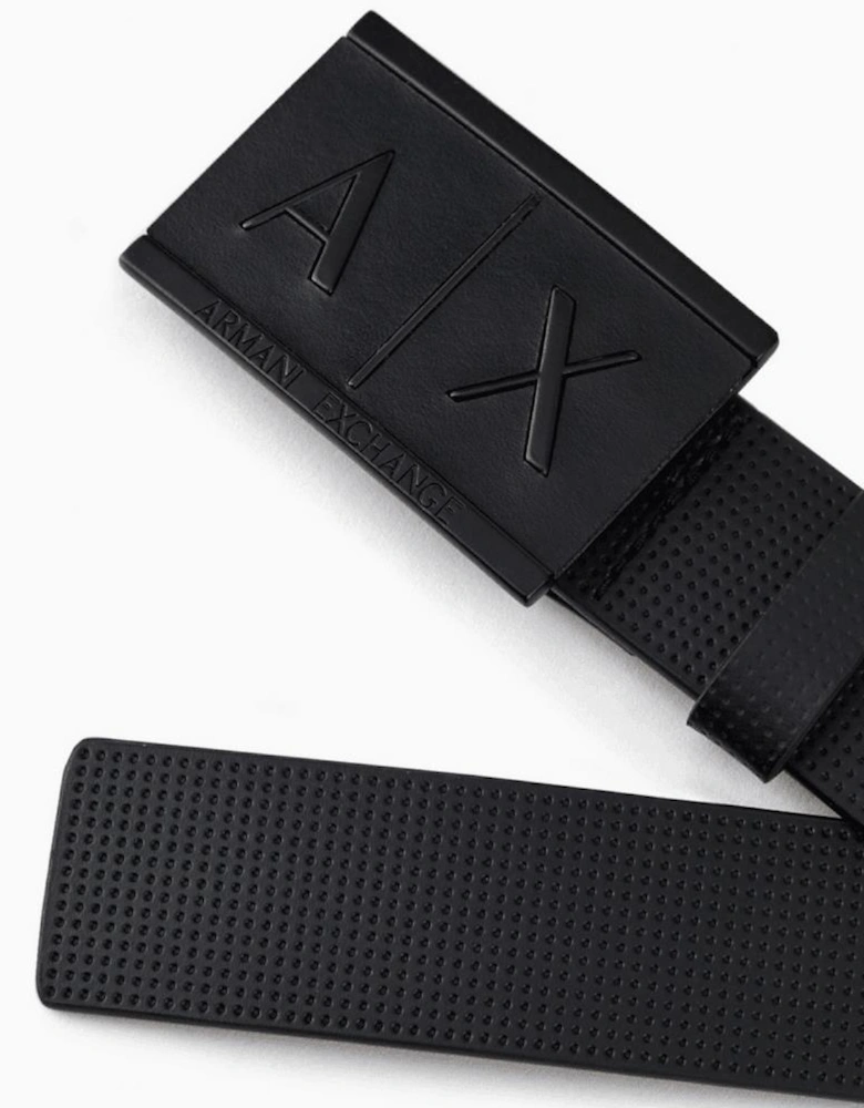 Matte Black Buckle Leather Belt