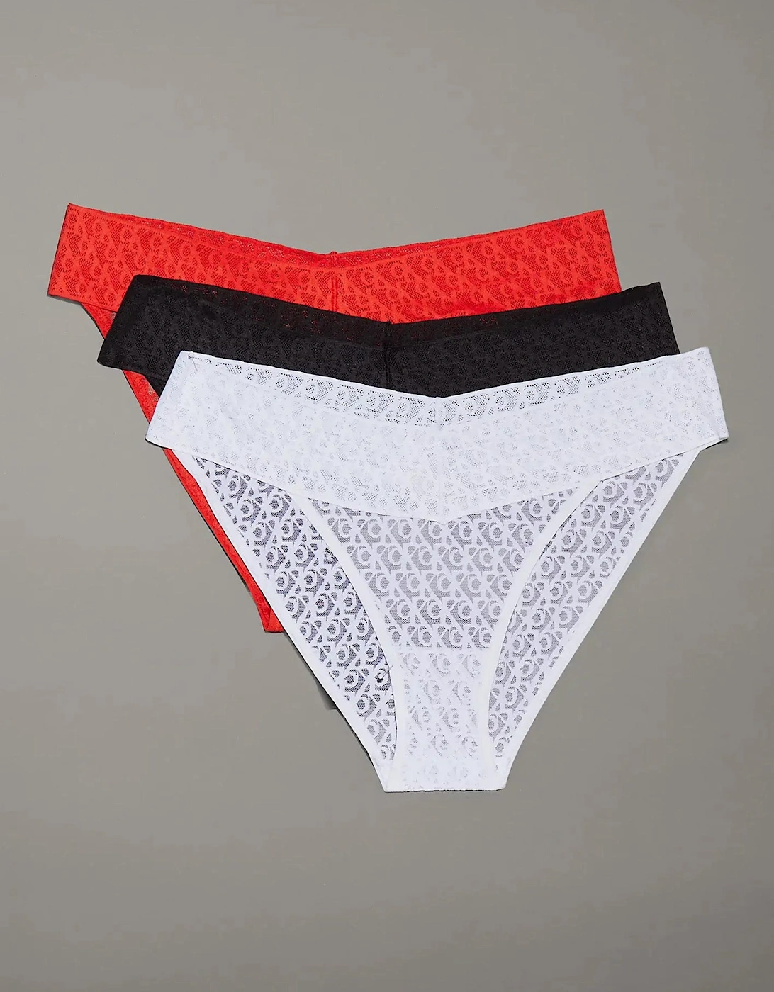 ICON LOGO LACE 3 Pack Womens Bikini Briefs Black/White/Molten, 5 of 4