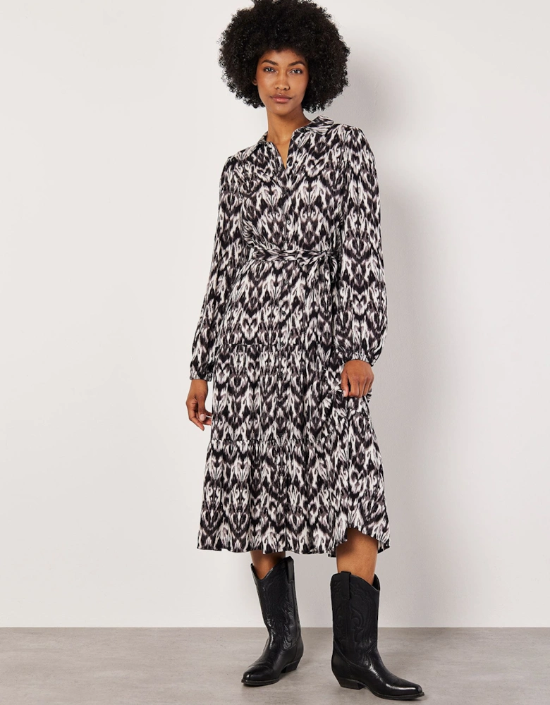Ikat Tiered Shirt Midi Dress