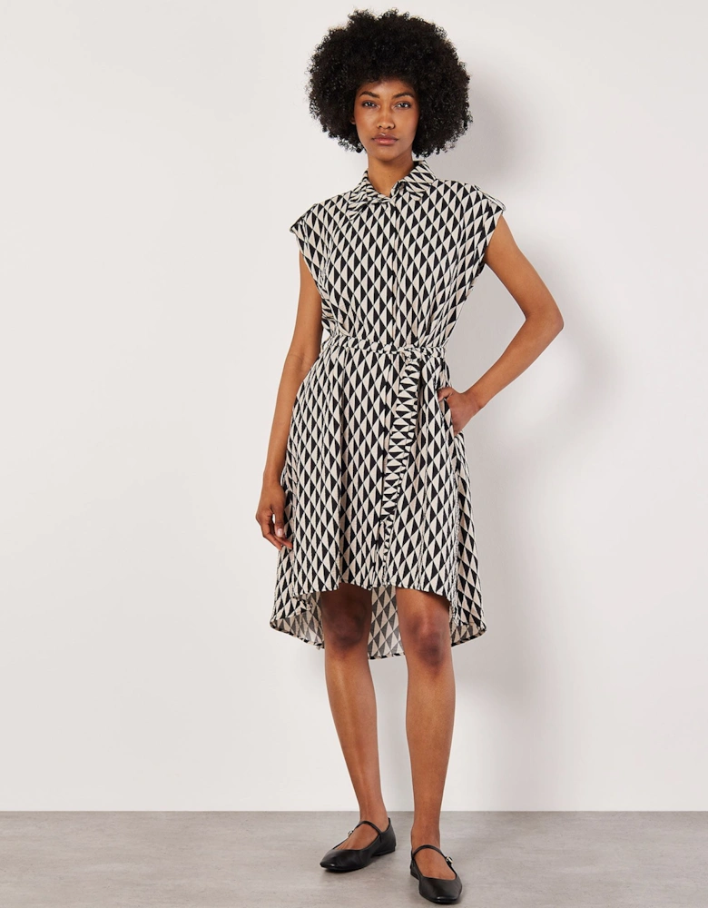 Geo Print Shirt Midi Dress