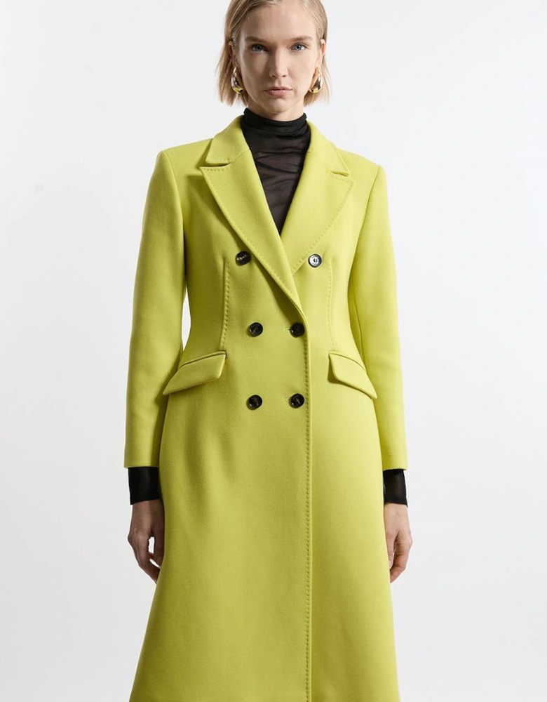 Petite Premium Italian Manteco Wool Fitted Tailored Midi Coat