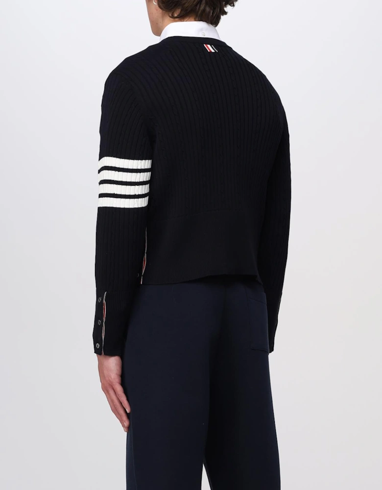 Cropped Merino Wool Ribbed Knit Sweater