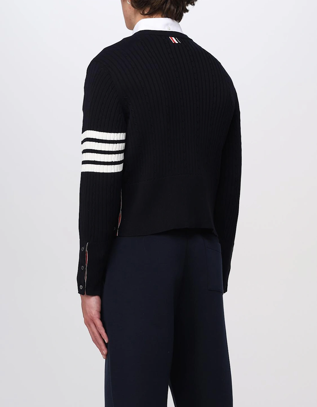 Cropped Merino Wool Ribbed Knit Sweater