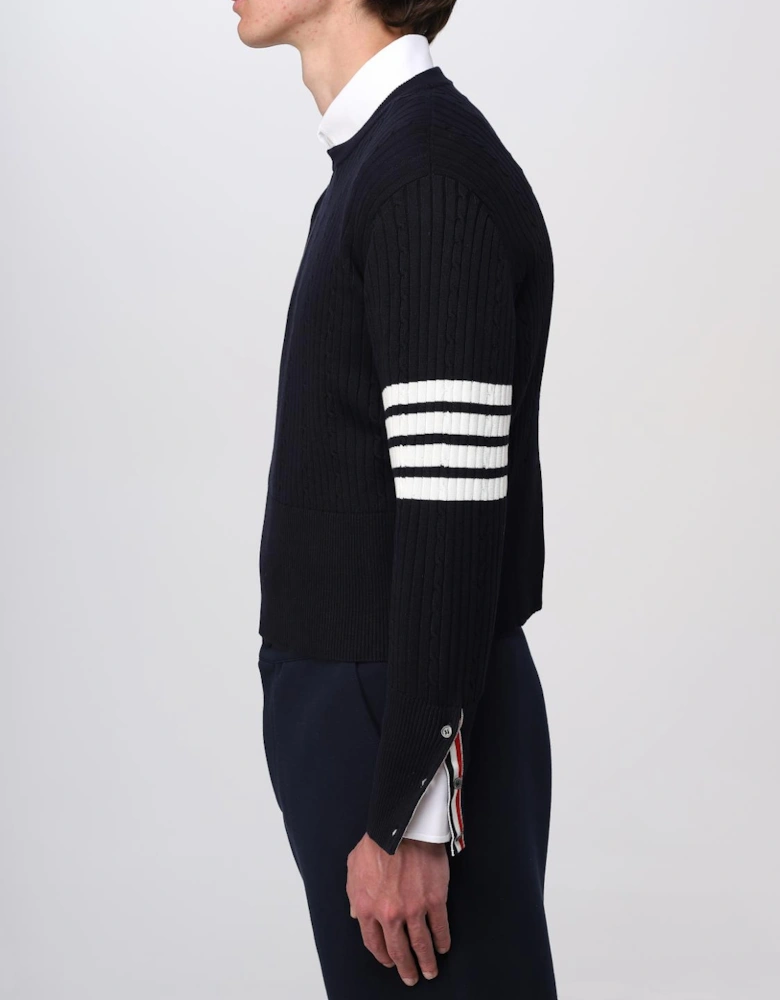 Cropped Merino Wool Ribbed Knit Sweater