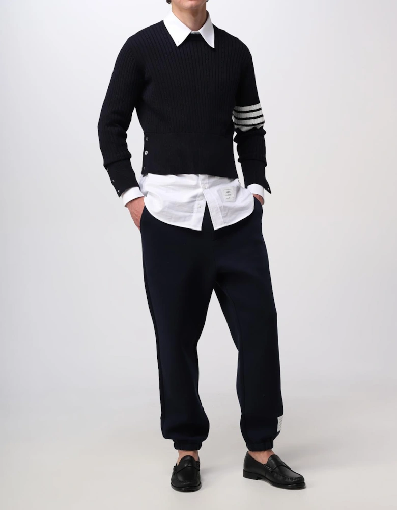 Cropped Merino Wool Ribbed Knit Sweater