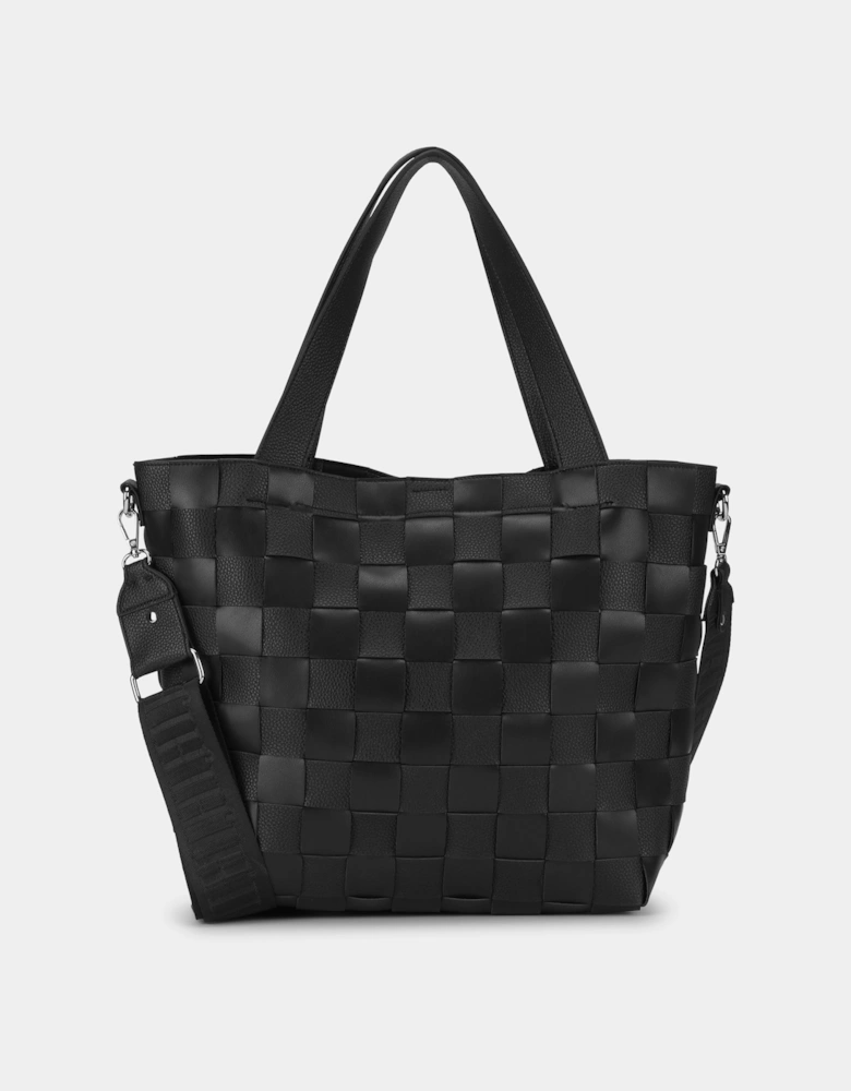 Chip Braided Womens Cross-Body Shopper - Black 001
