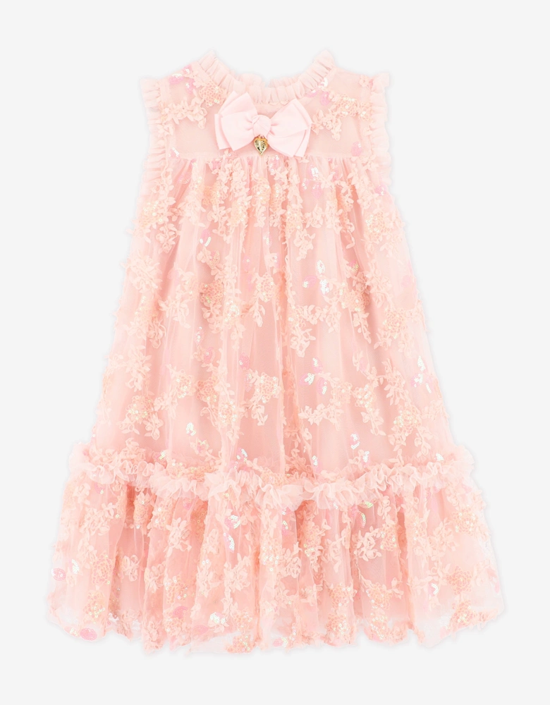Angels Face Girls Tilly Sequin Flower Tulle Dress in Pink