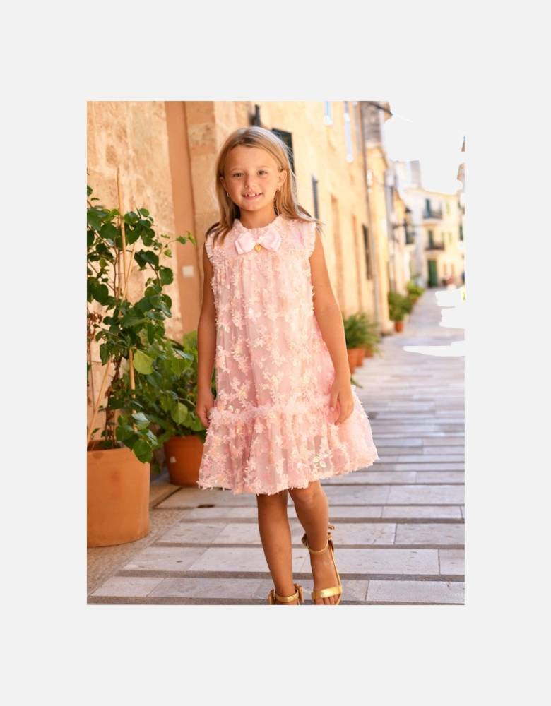 Angels Face Girls Tilly Sequin Flower Tulle Dress in Pink