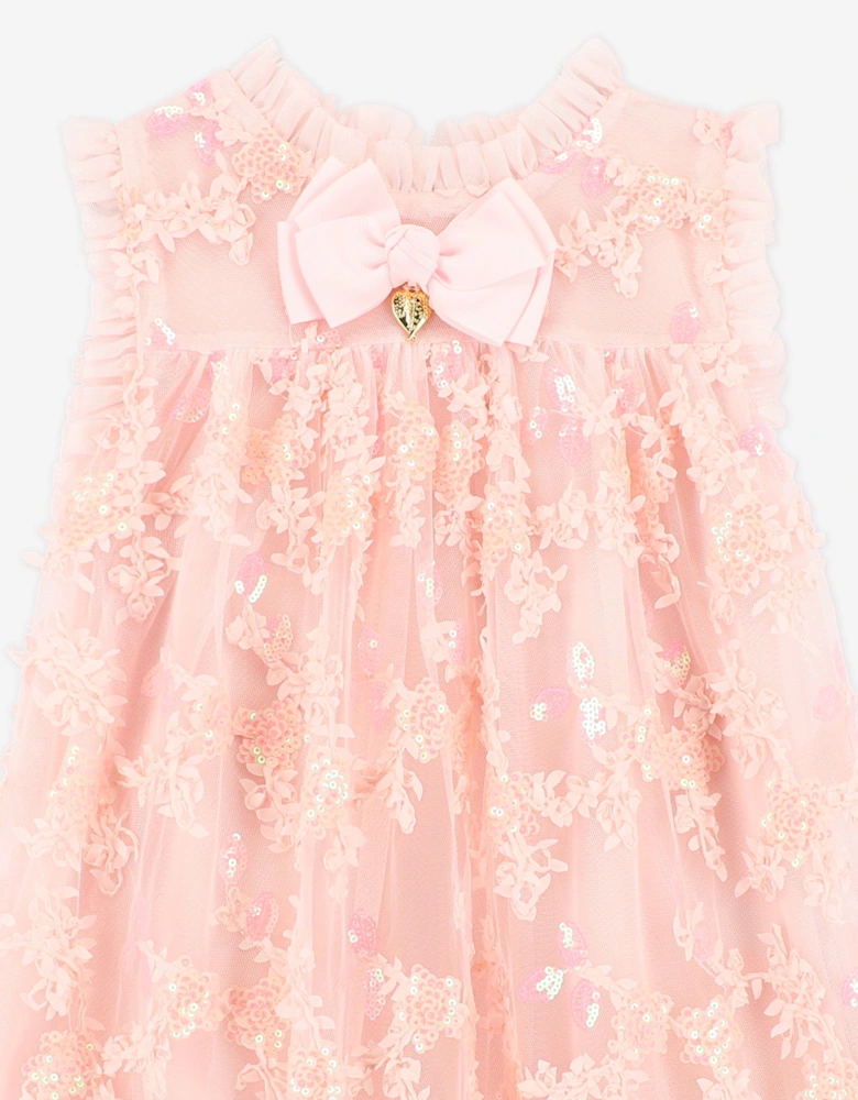 Angels Face Girls Tilly Sequin Flower Tulle Dress in Pink