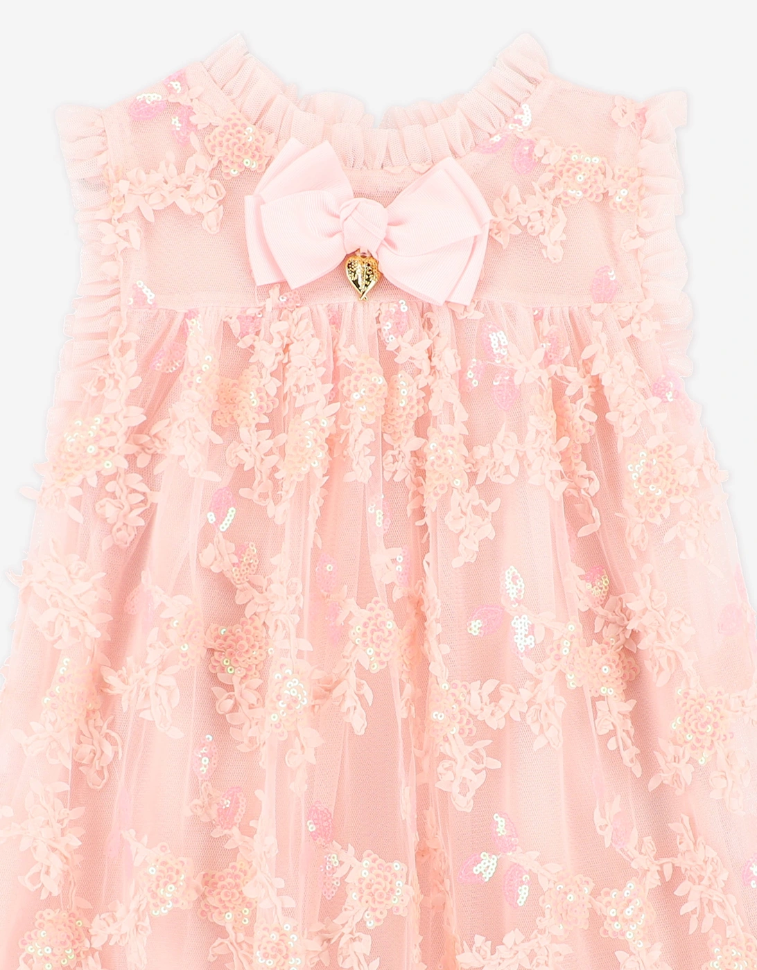 Angels Face Girls Tilly Sequin Flower Tulle Dress in Pink