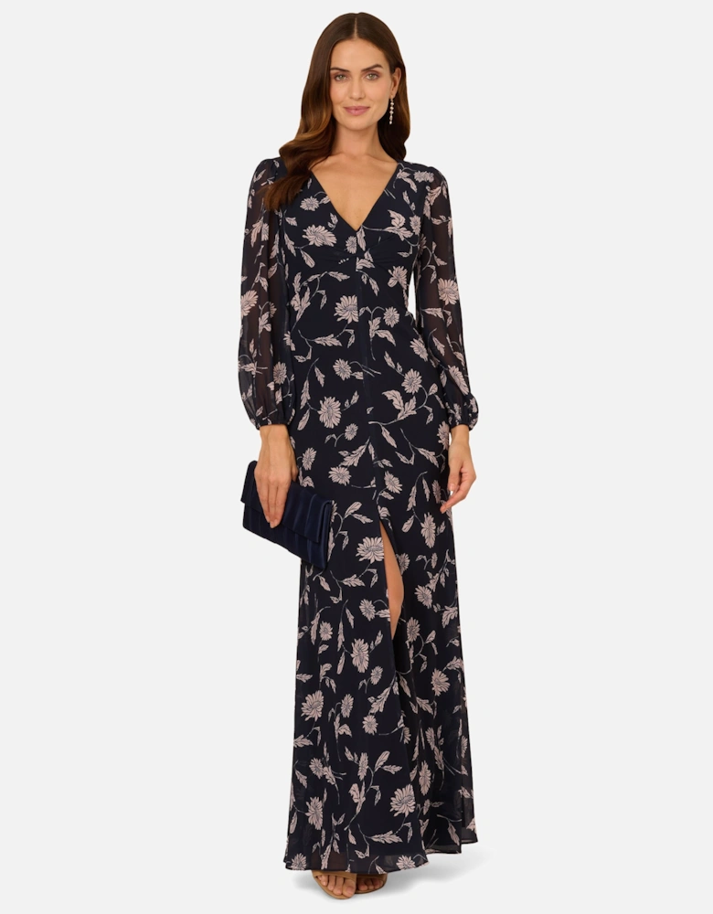 Print Chiffon Long Dress