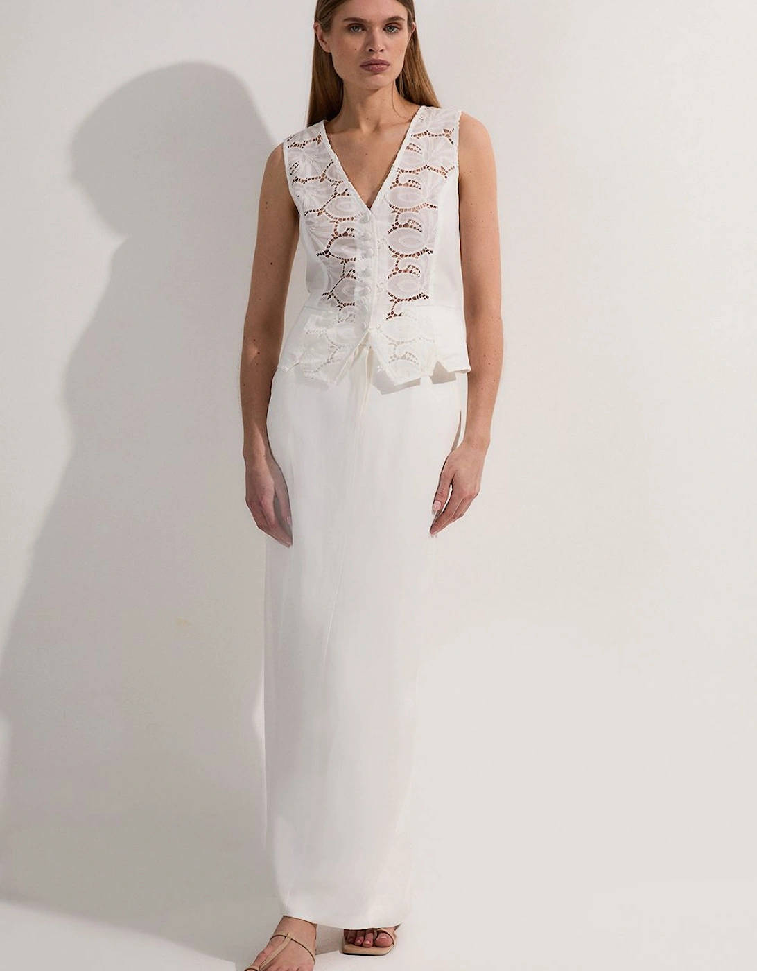 Tailored Viscose Linen Pencil Maxi Skirt, 2 of 1