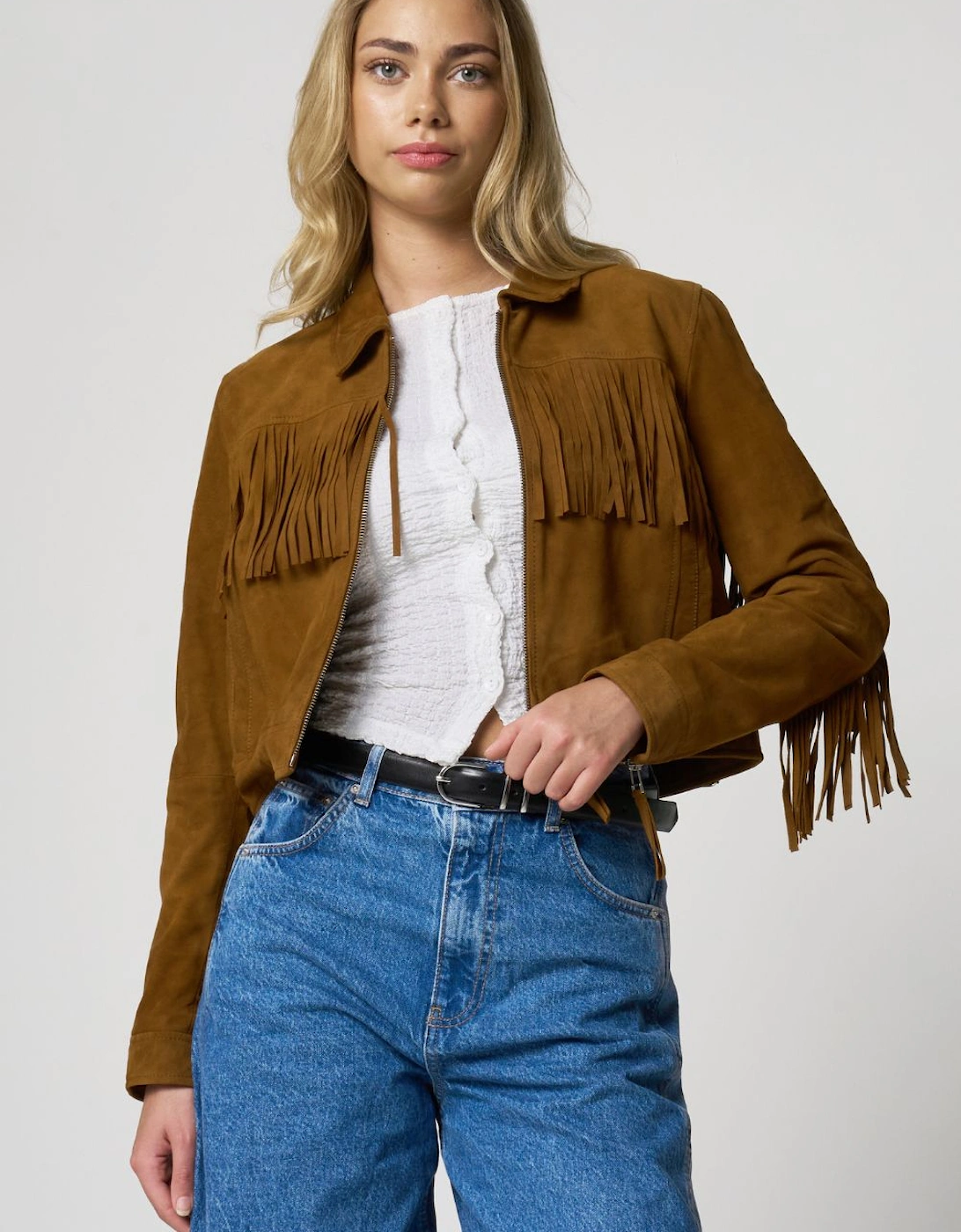 Tan Suede Tassel Jacket, 2 of 1