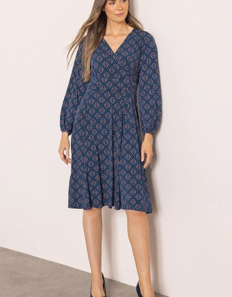 Geometric Printed Long Sleeve Dress