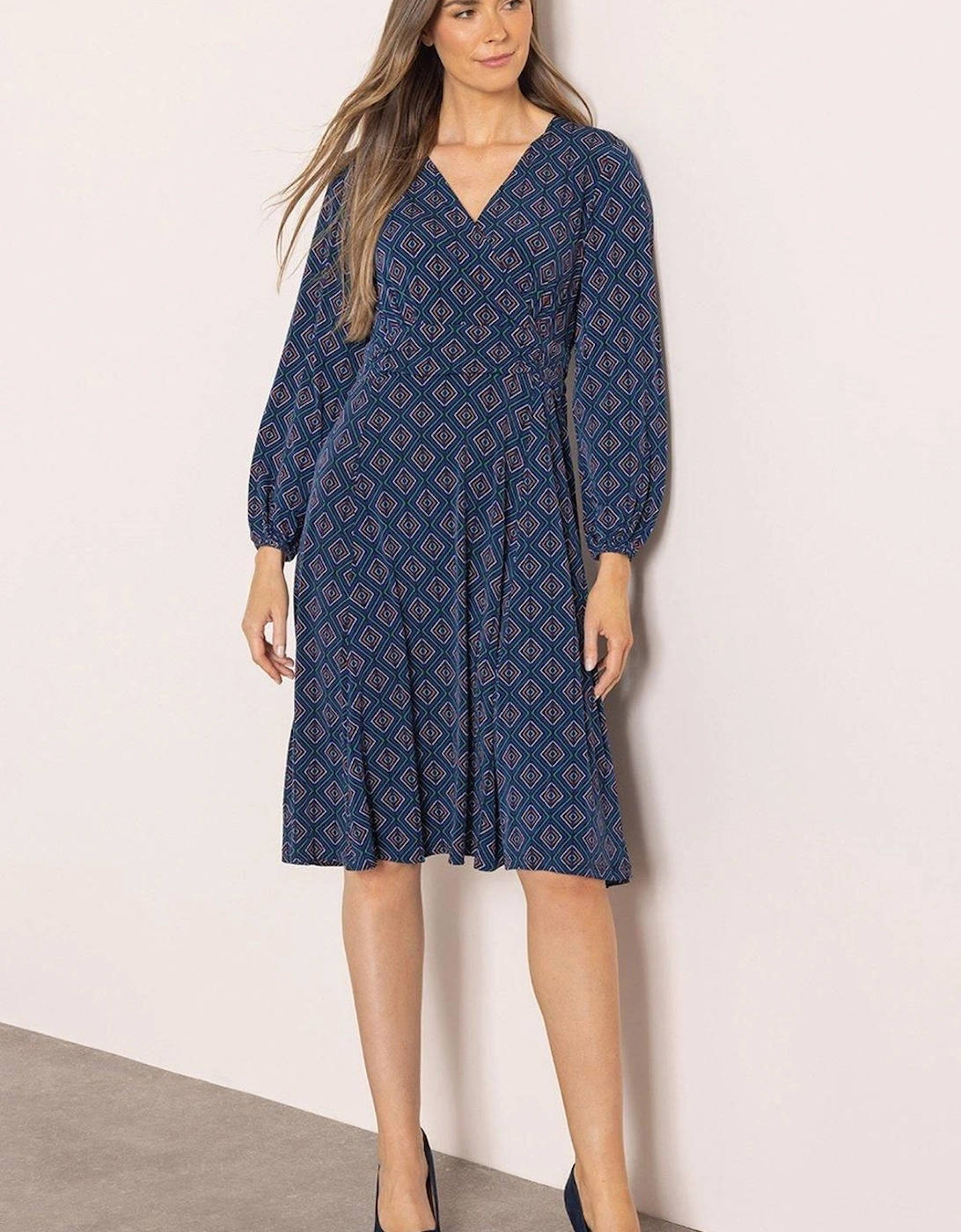 Geometric Printed Long Sleeve Dress, 2 of 1