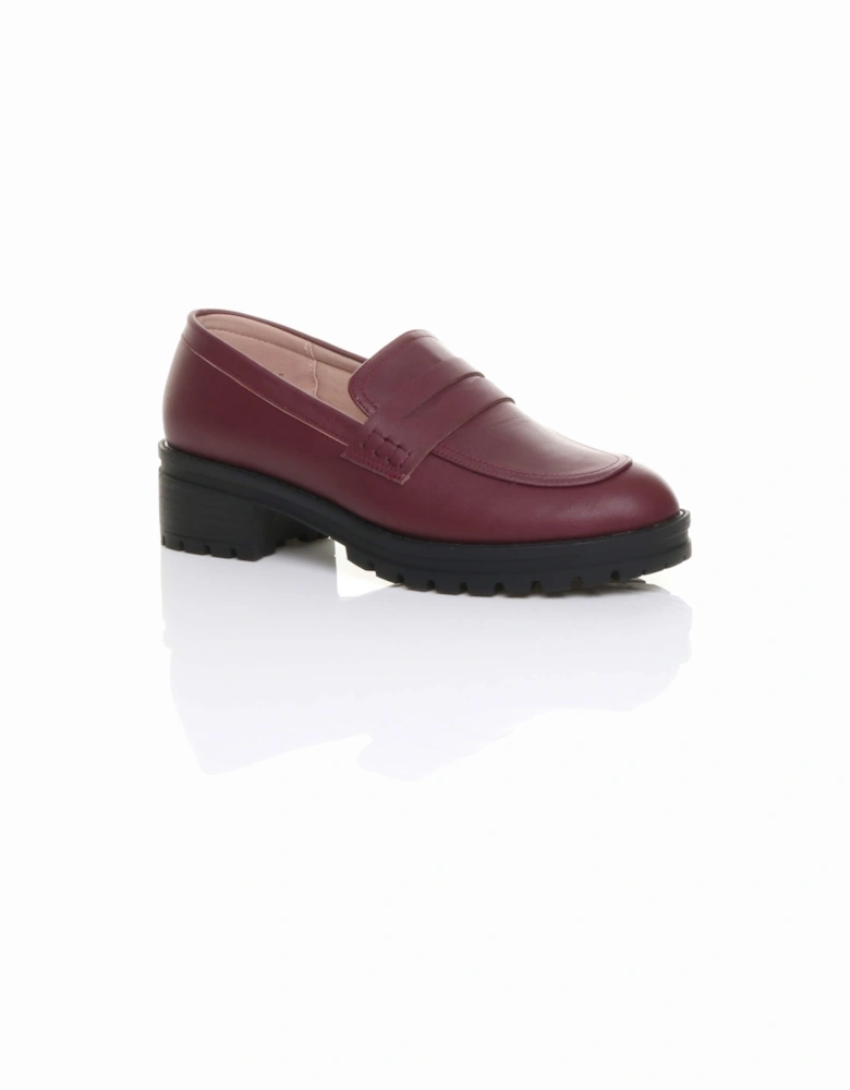 Mid  Heel Chunky Heeled Penny  Loafers
