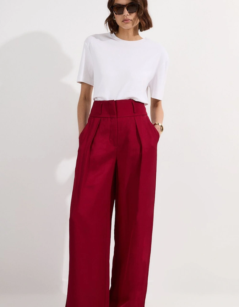 Tailored Viscose Linen Wide Leg Trouser