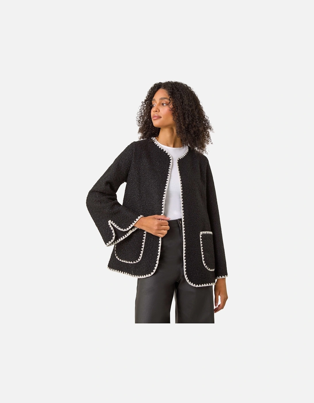 Contrast Blanket Stitch Jacket, 2 of 1