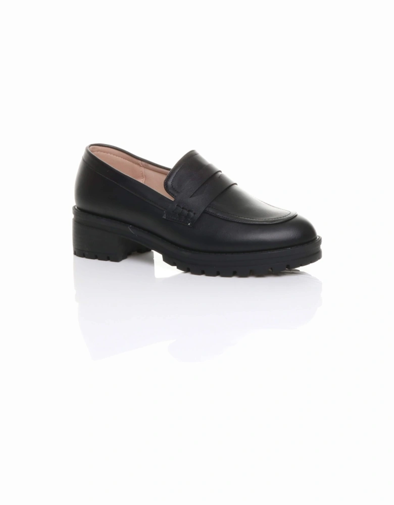 Mid  Heel Chunky Heeled Penny  Loafers