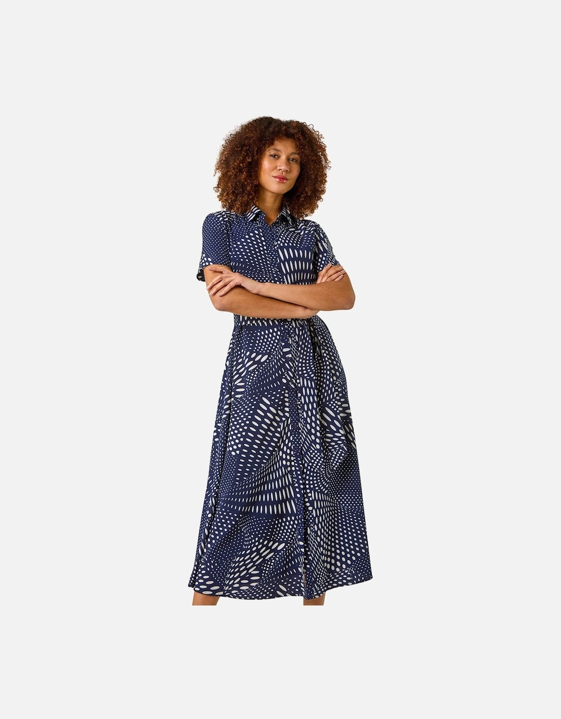 Spot Print Shirt Midi Dress, 2 of 1