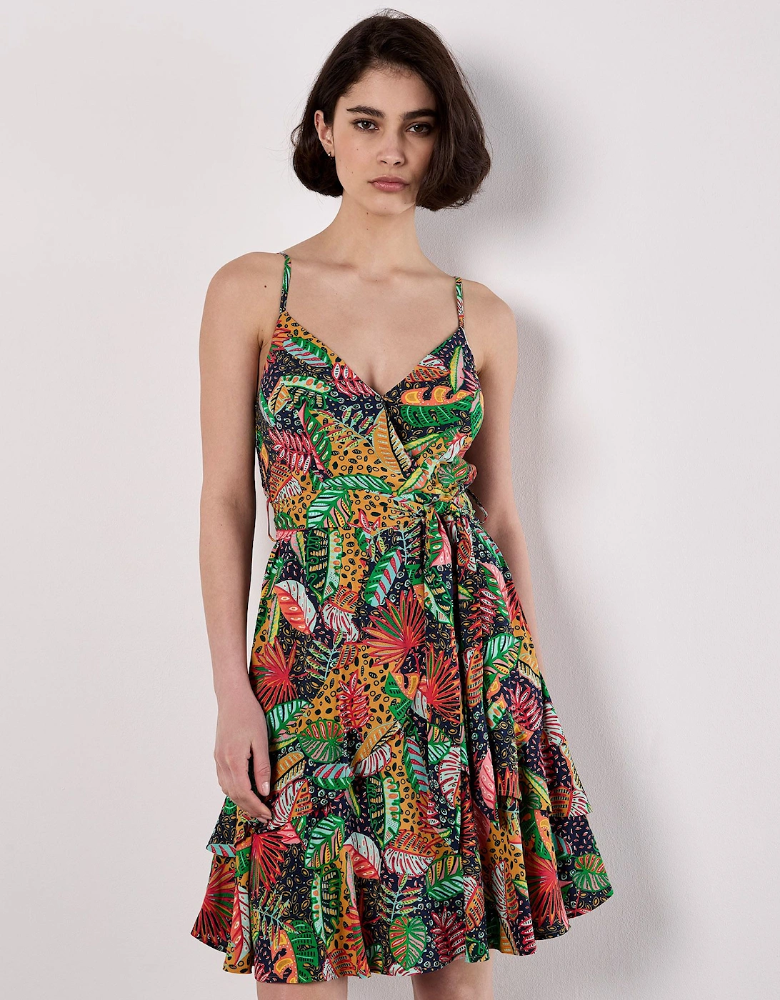Tropical Print Tiered Cami Mini Dress, 2 of 1
